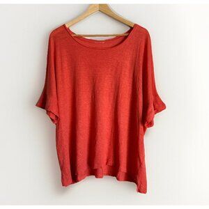 J.Jill Love Linen Women’s 4X Top Red Short Sleeves Stretch Coastal Beach Resort